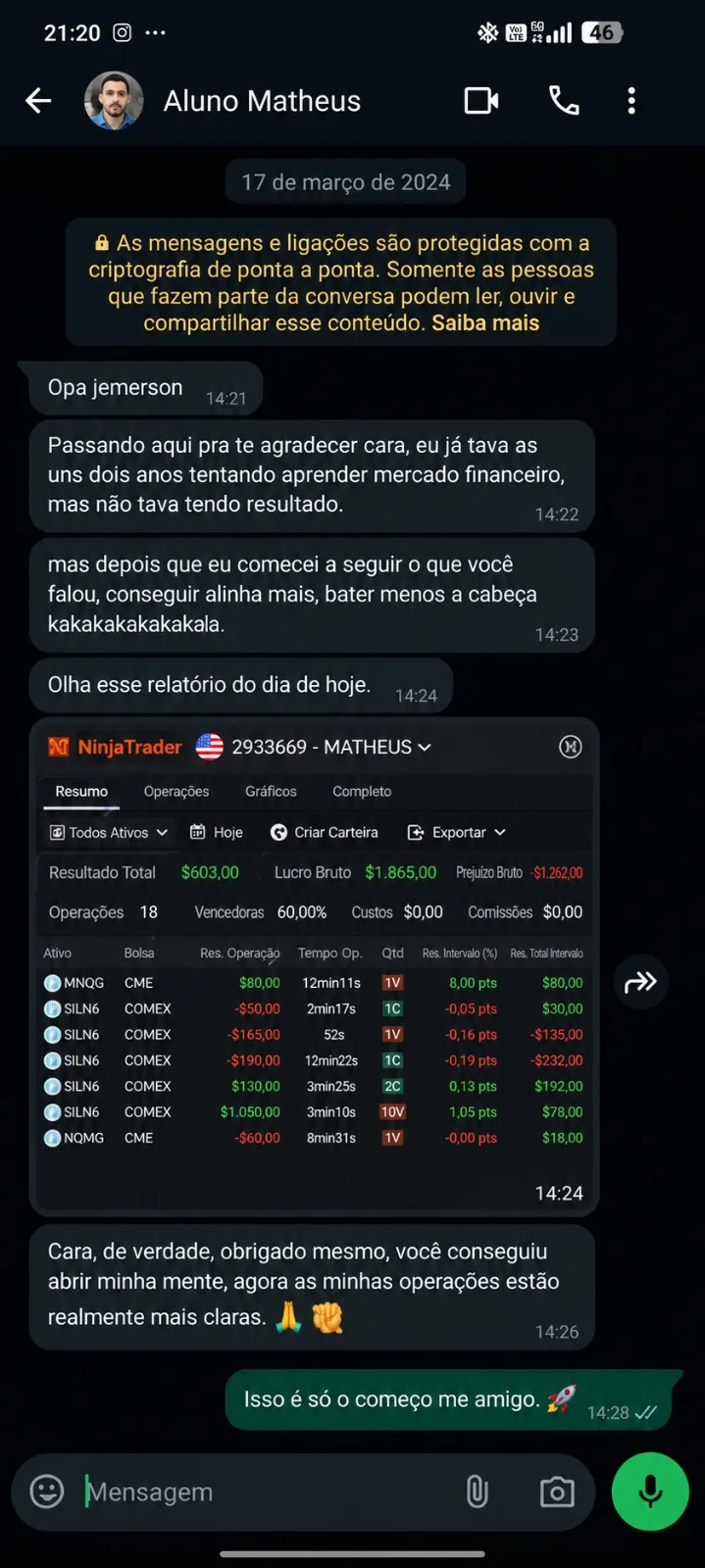 Prova social de aluno do Despertar Financeiro