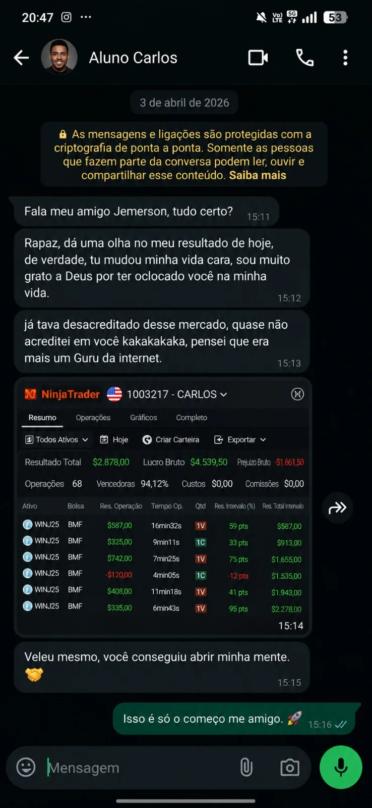 Prova social de aluno do Despertar Financeiro